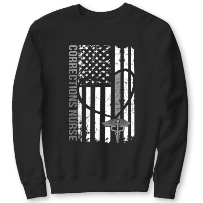 Corrections Nurse Flag Cotton Pullover Sweatshirt