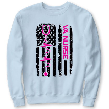 Vintage USA American Flag VA Nurse Patriotic Nursing Gifts Cotton Pullover Sweatshirt
