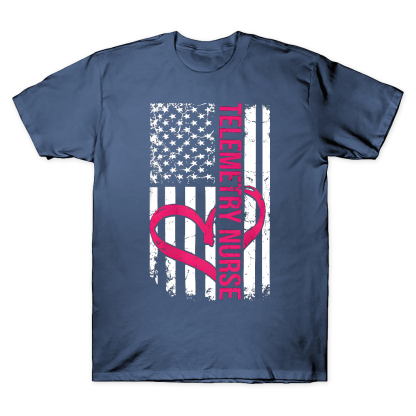 Telemetry Nurse Flag Cotton Doctor T-shirt