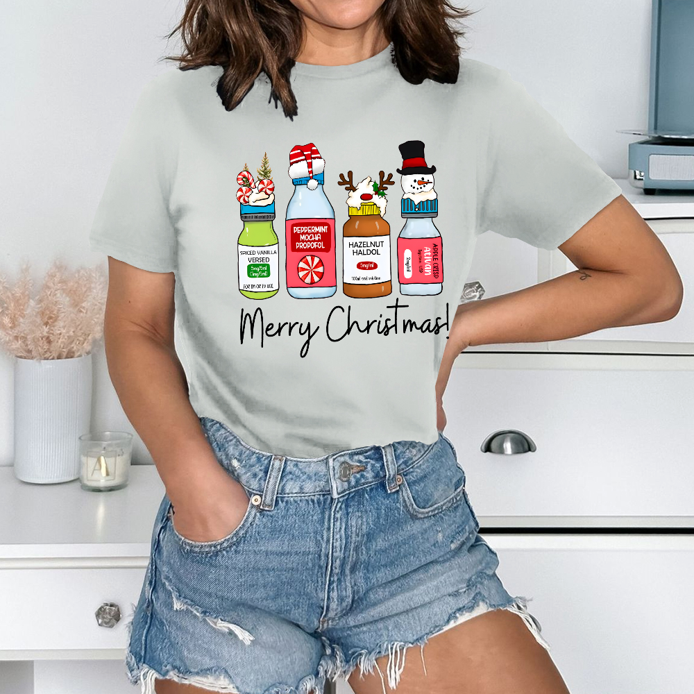 Merry Christmas Pharmacy Cotton Nurse T-shirt