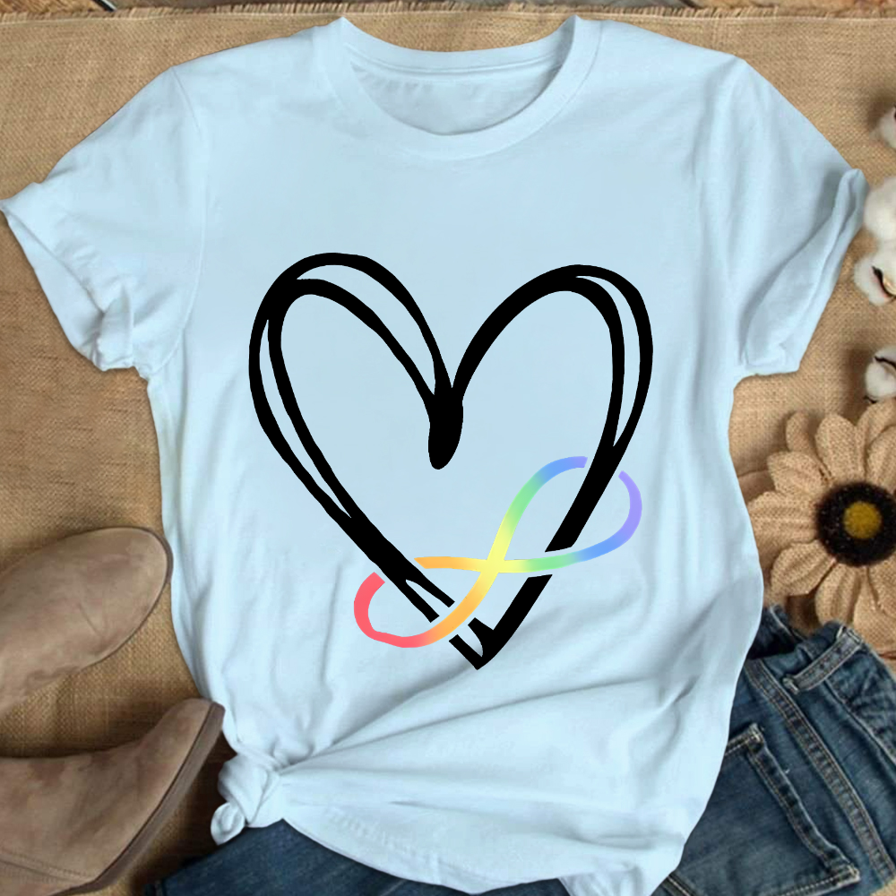 Infinity Heart Autism Awareness Love Needs No Words Cotton Nurse T-shirt
