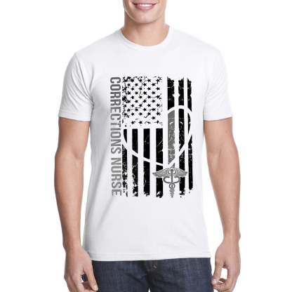 Corrections Nurse Flag Cotton Doctor T-shirt