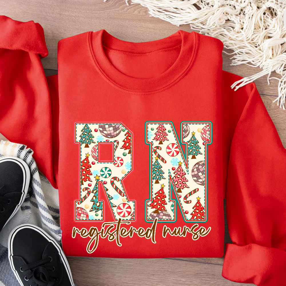 Christmas Registered Nurse Cotton Pullover Sweatshirt