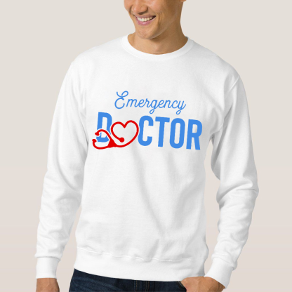Emergency Doctor Stethoscope Heartbeat First Aid Cotton Pullover Sweatshirt