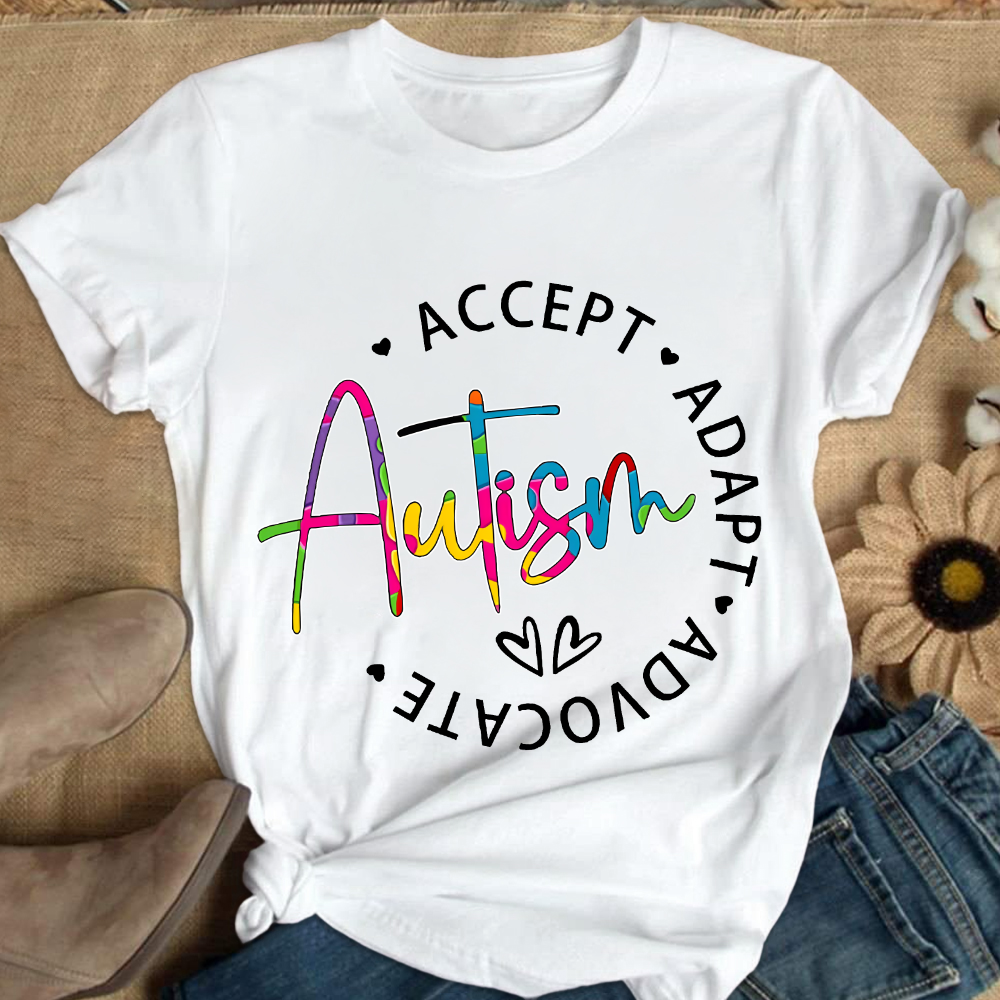 Autism Accept Adapt Advocate Cotton Nurse T-shirt
