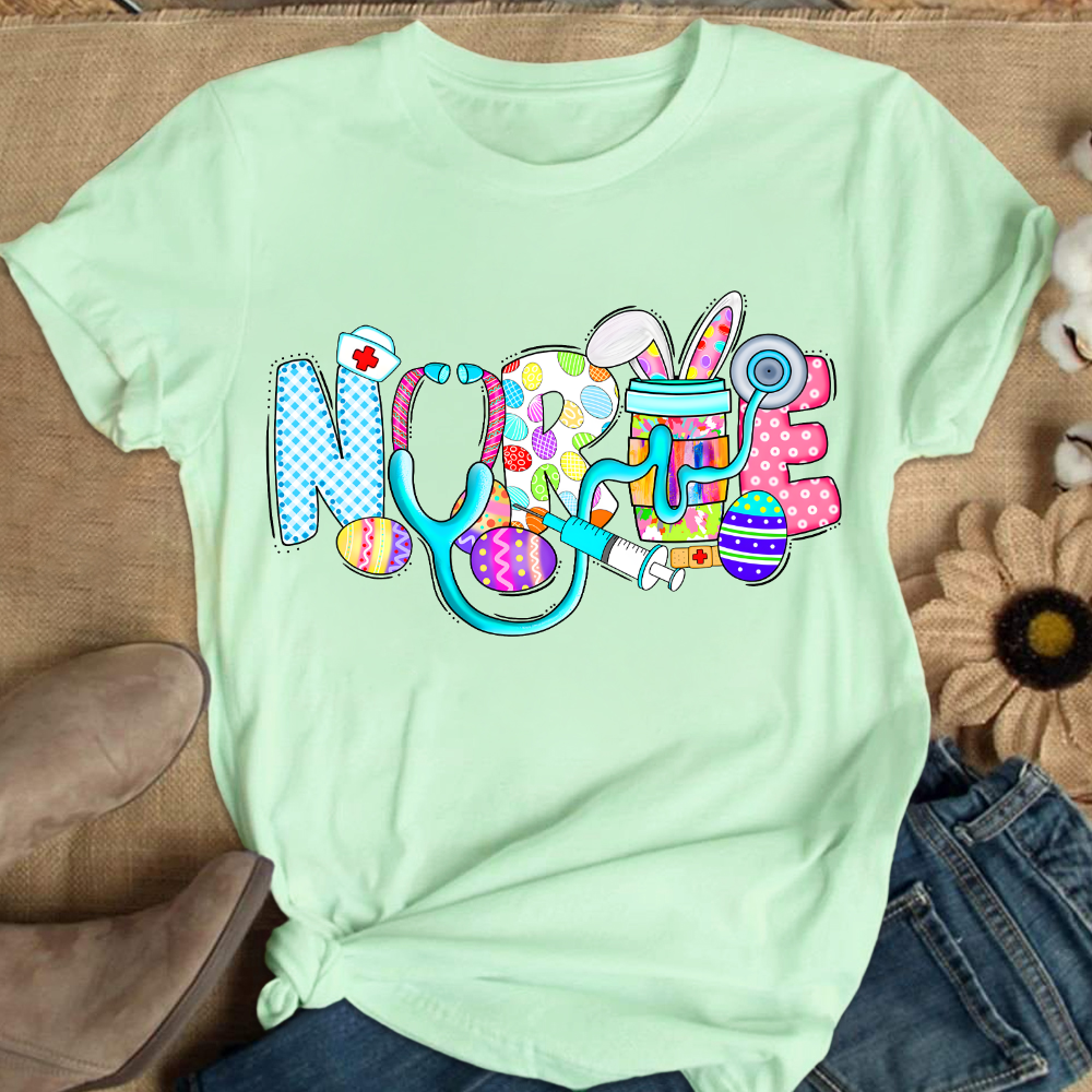 Easter Gnomes Cute Bunny Cotton Nurse T-shirt