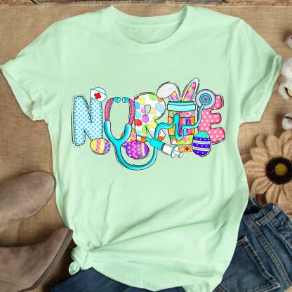 Easter Gnomes Cute Bunny Cotton Nurse T-shirt