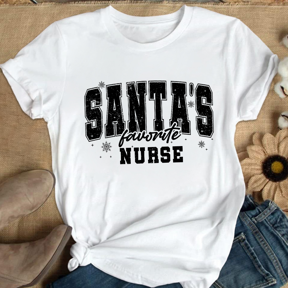 Santas's Favorite Nurse Cotton Nurse T-shirt