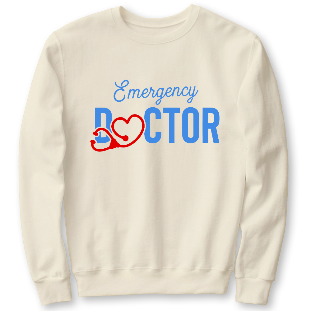 Emergency Doctor Stethoscope Heartbeat First Aid Cotton Pullover Sweatshirt