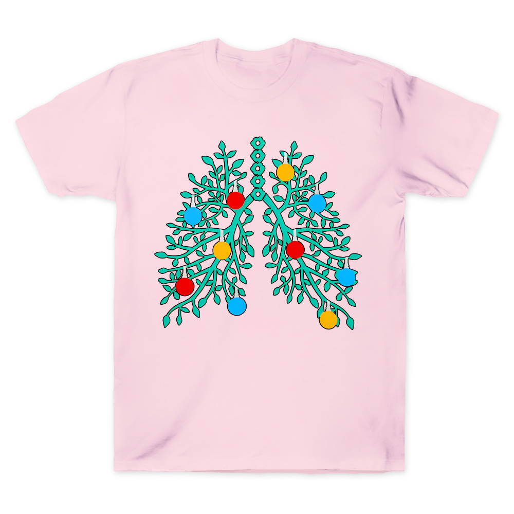 Lungs With Christmas Lights Respiratory Therapist Xmas Cotton Doctor T-shirt