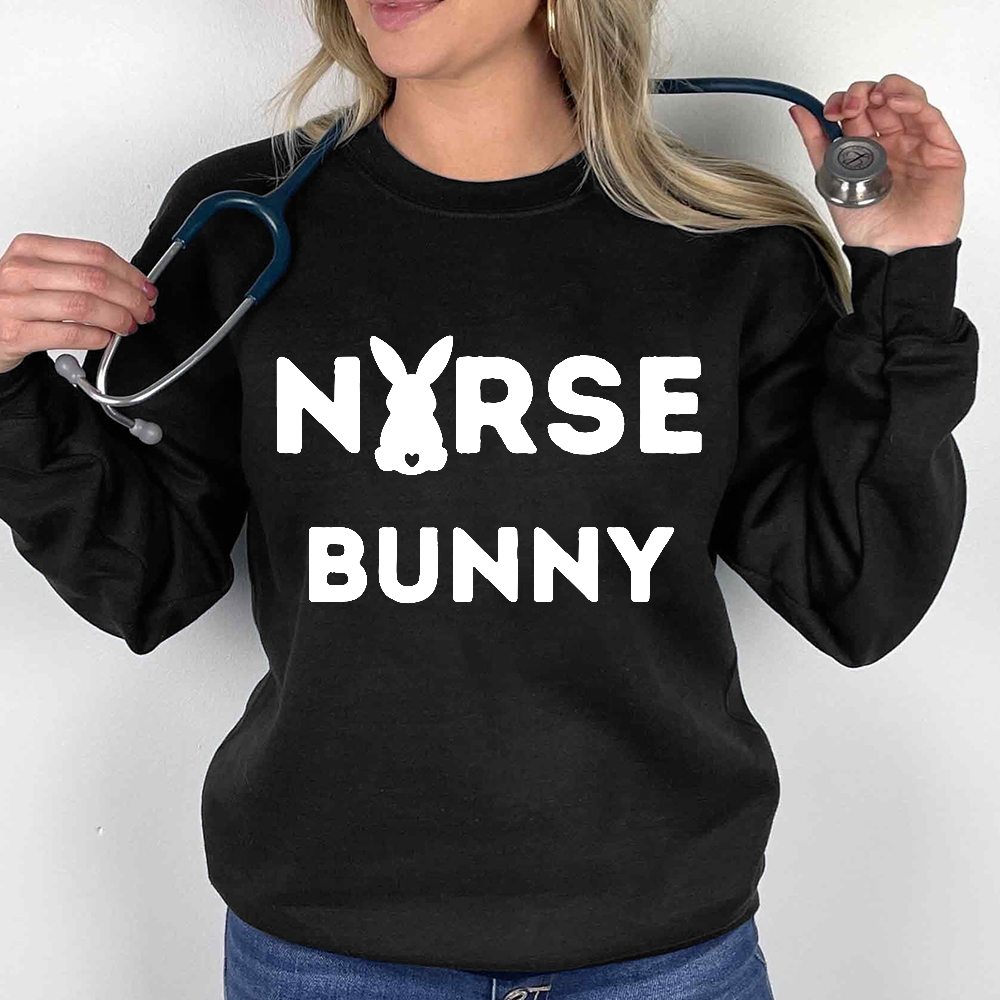 Nurse Bunny Cotton Pullover Sweatshirt