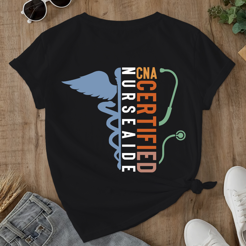 Certified Nursing Assistant Double-Sided Cotton Printed T-Shirt
