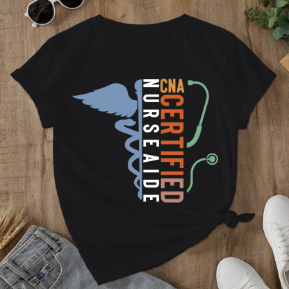 Certified Nursing Assistant Double-Sided Cotton Printed T-Shirt