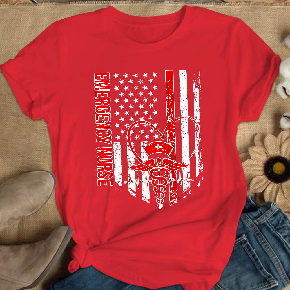 RN Nurse Flag Cotton Nurse T-shirt