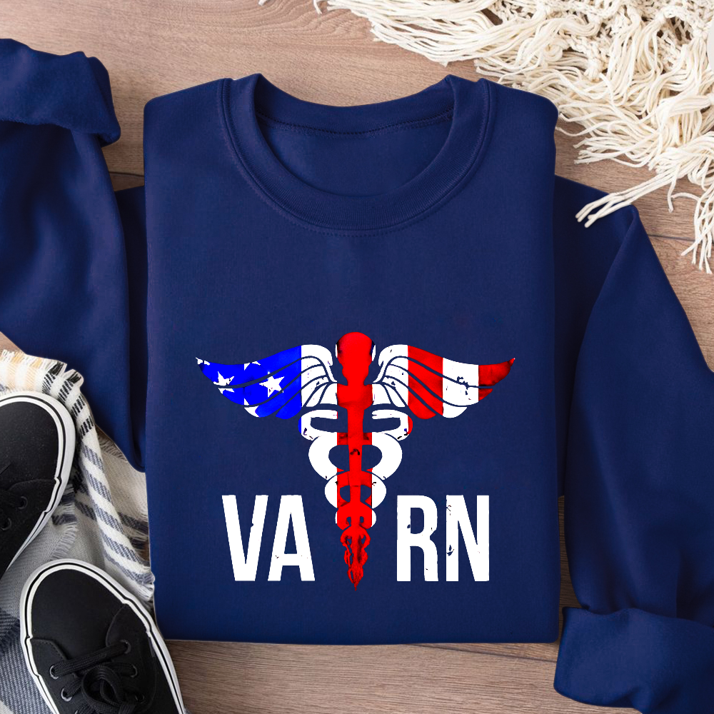 VA RN Nurse Symbol Flag Cotton Pullover Sweatshirt