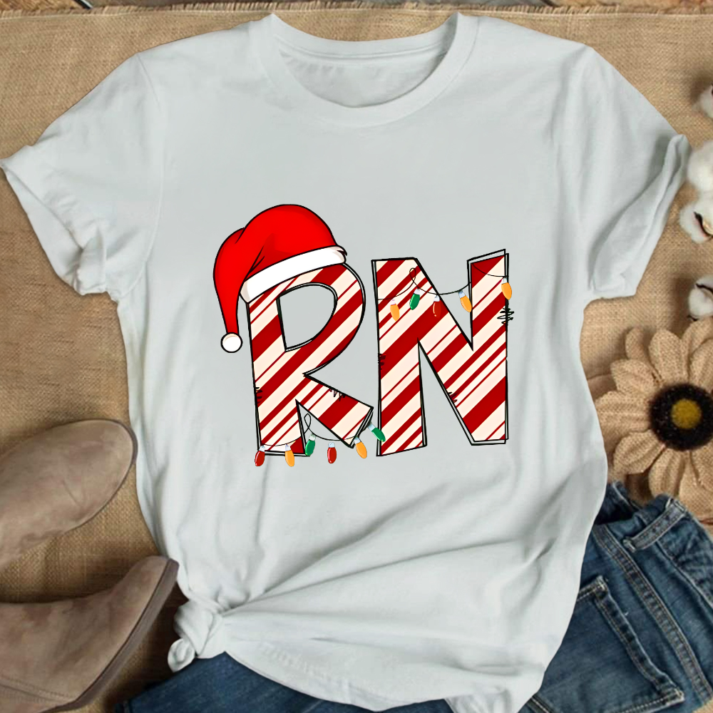 RN Registered Nurse Christmas Cotton Nurse T-shirt