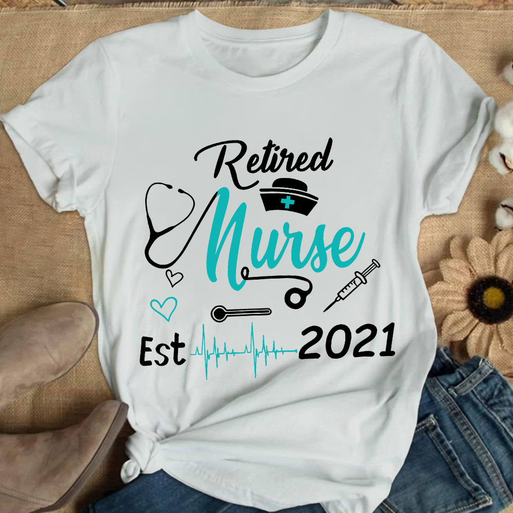 Personalized Nursing Retirement Est 2021 Cotton Nurse T-shirt