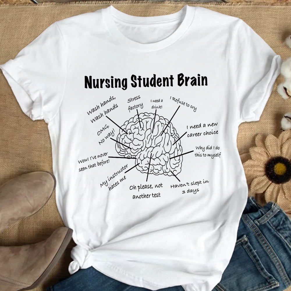 Nursing Student Brain Cotton Nurse T-shirt