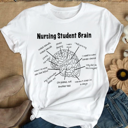 Nursing Student Brain Cotton Nurse T-shirt