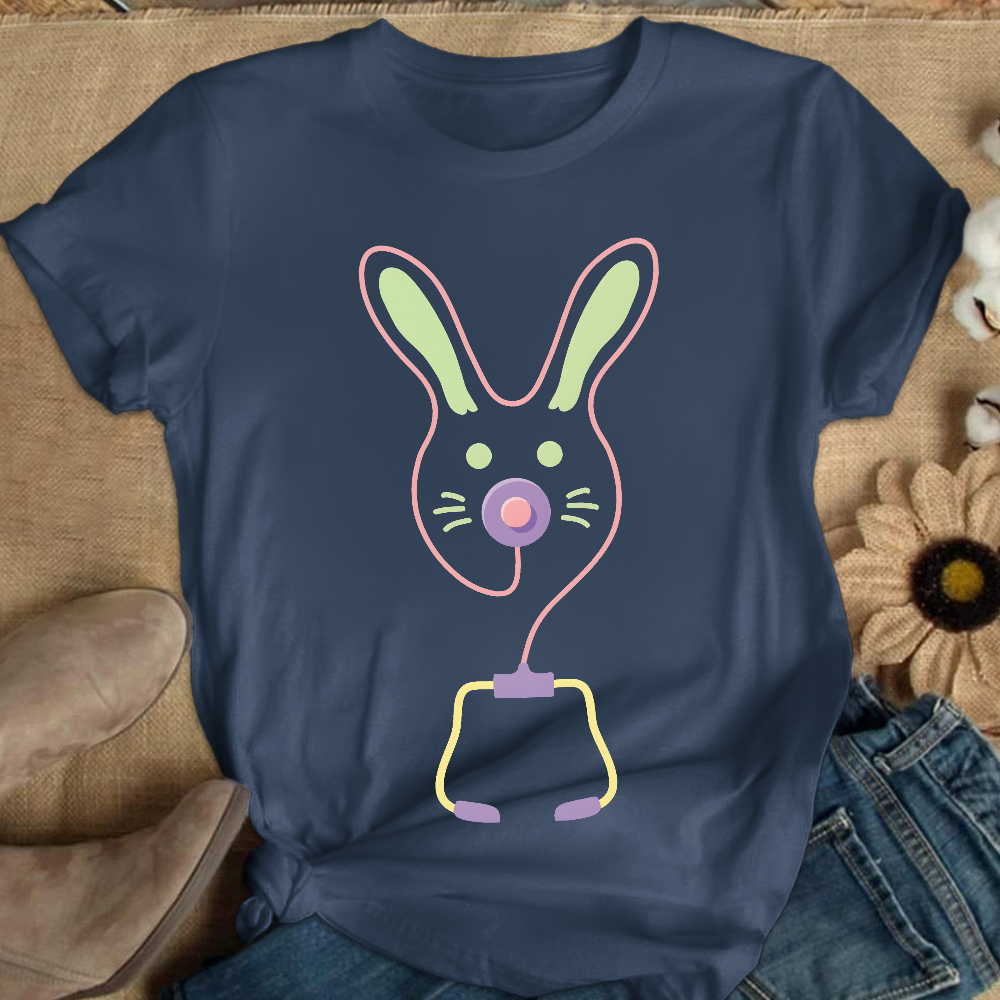 Easter Bunny Medical Tools For Nurse Or Doctor Cotton Nurse T-shirt