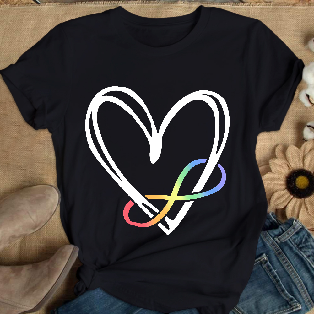 Infinity Heart Autism Awareness Love Needs No Words Cotton Nurse T-shirt
