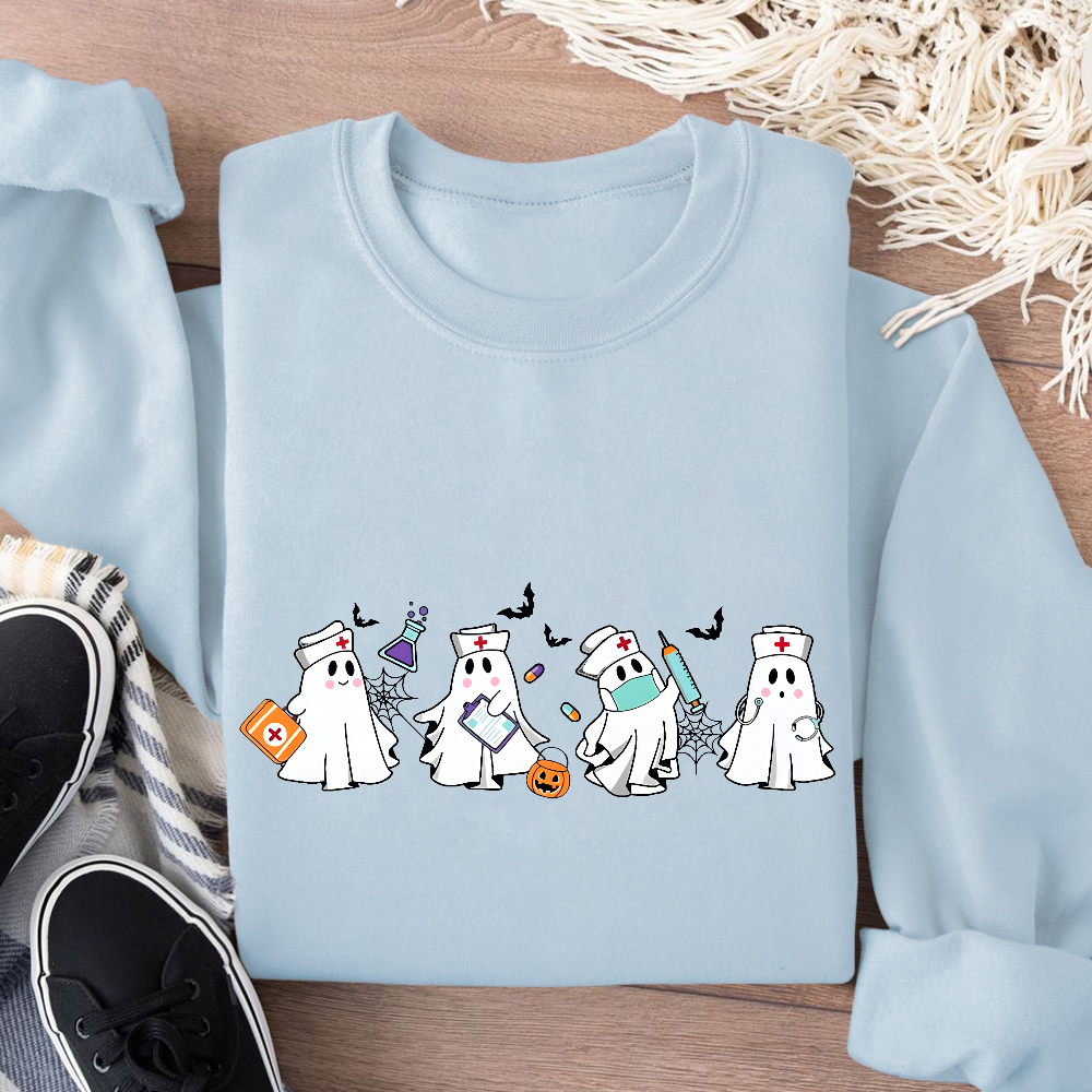 Ghost Nurse Cotton Pullover Sweatshirt