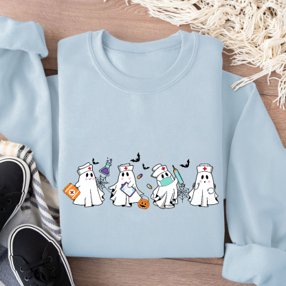 Ghost Nurse Cotton Pullover Sweatshirt