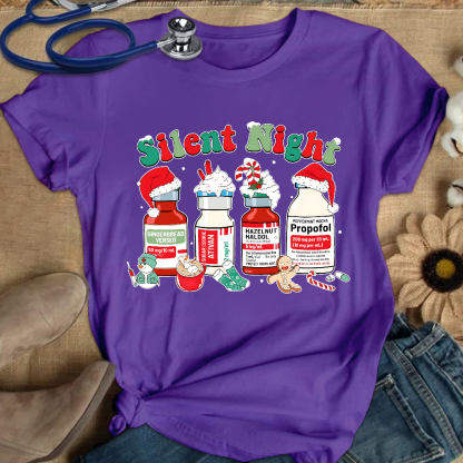 Santa's Helpers Silent Night Cotton Nurse T-shirt