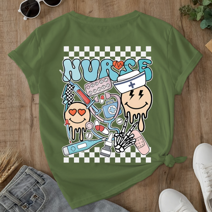 Melting Smiley Face Double-Sided Cotton Printed T-Shirt