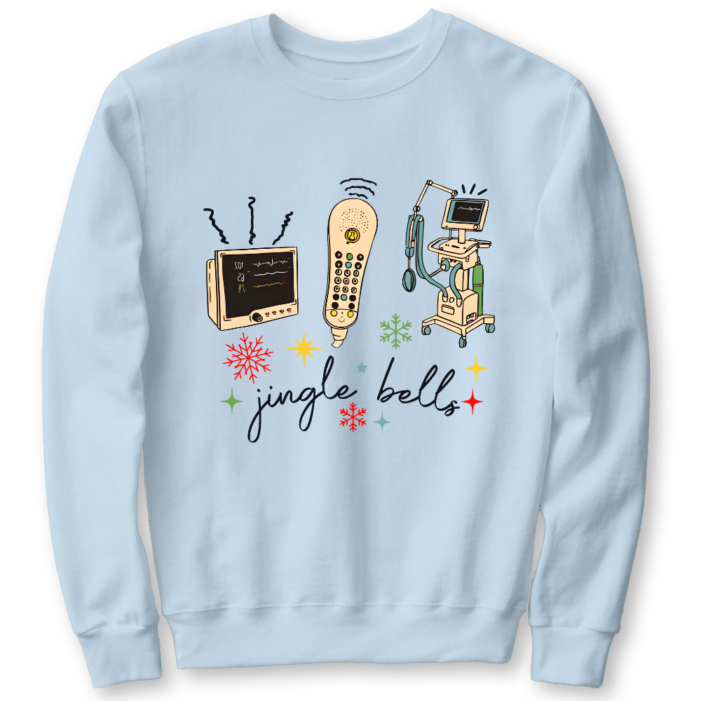 Jingle Bells ICU Nurse Xmas Cotton Pullover Sweatshirt