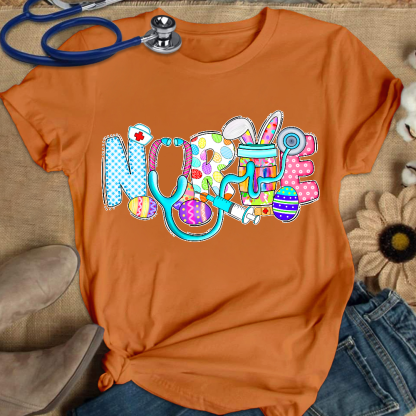 Easter Gnomes Cute Bunny Cotton Nurse T-shirt