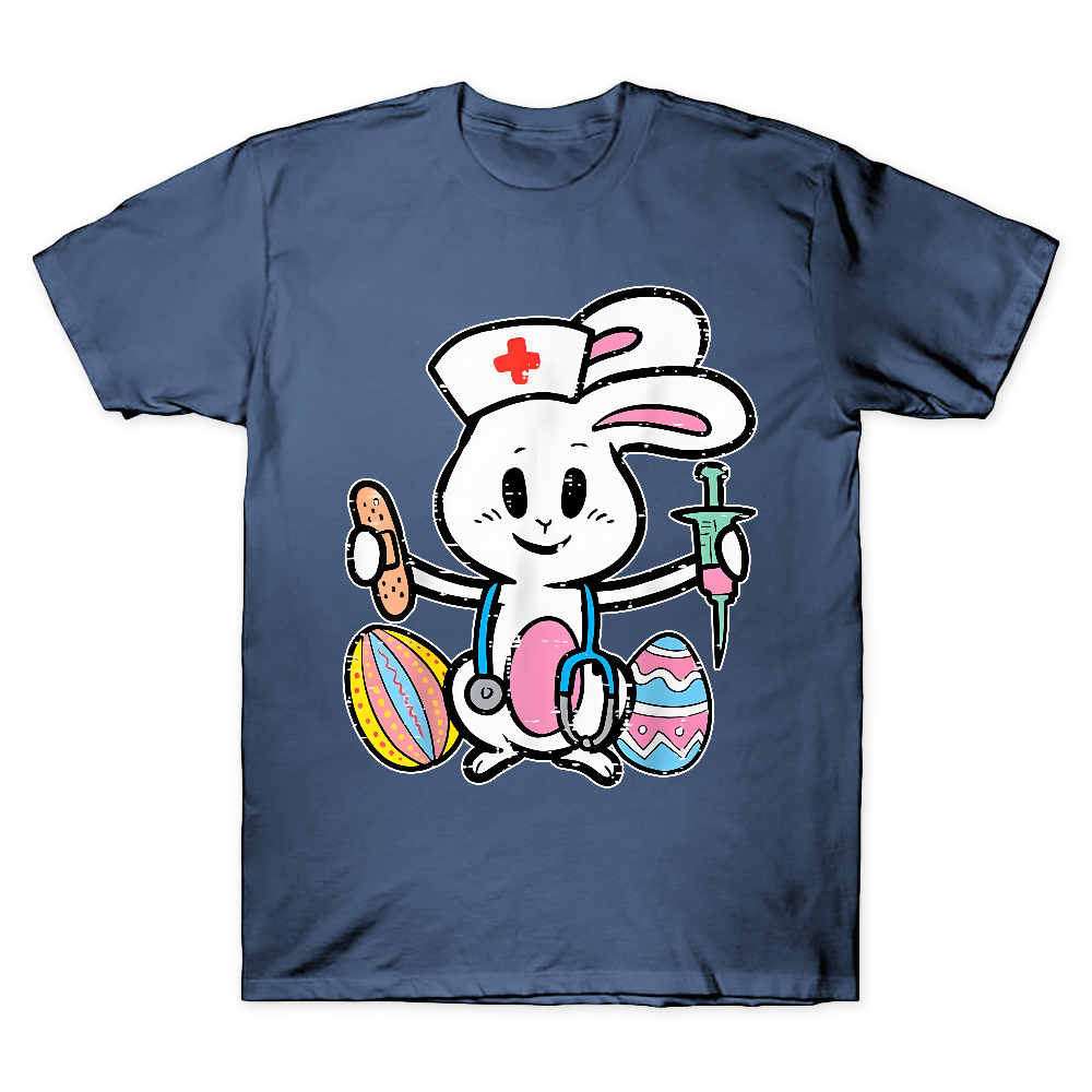 Easter Bunny Nurse Stethoscope Cute Rabbit Cotton Doctor T-shirt