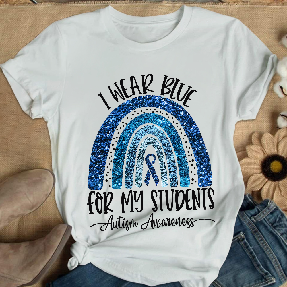 I Wear Blue For My Students Autism Awareness Cotton Nurse T-shirt