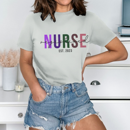Custom Registered Nurse Embroidery Cotton Nurse T-shirt
