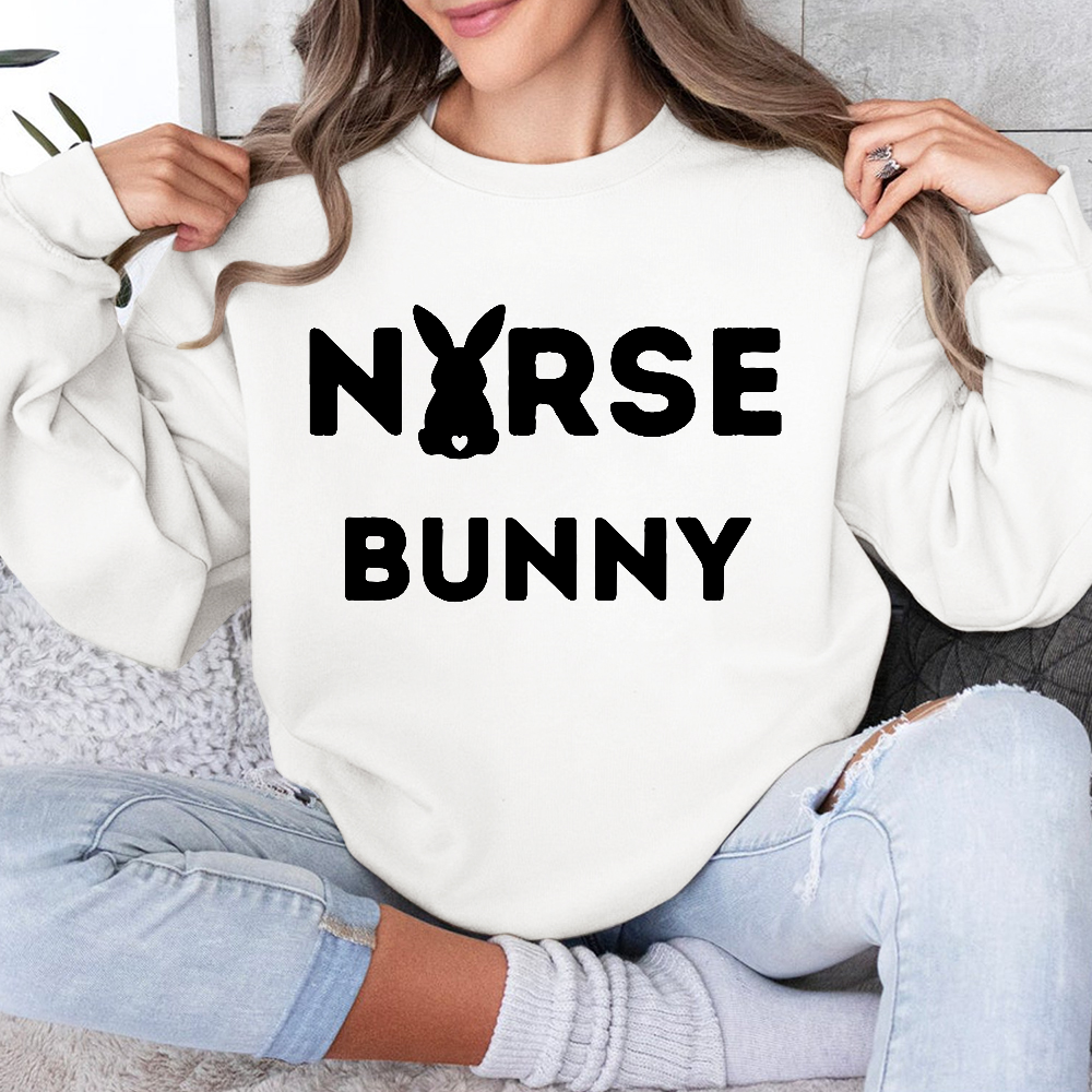 Nurse Bunny Cotton Pullover Sweatshirt