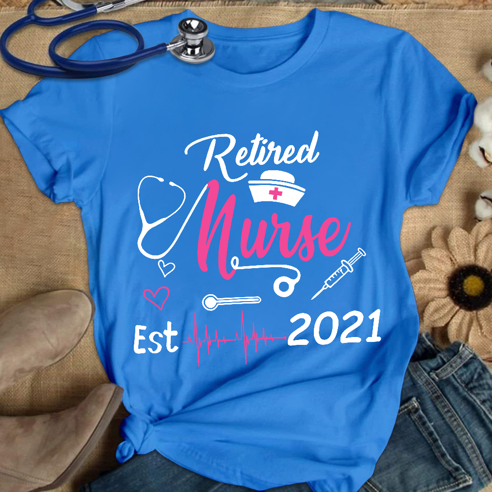 Personalized Nursing Retirement Est 2021 Cotton Nurse T-shirt