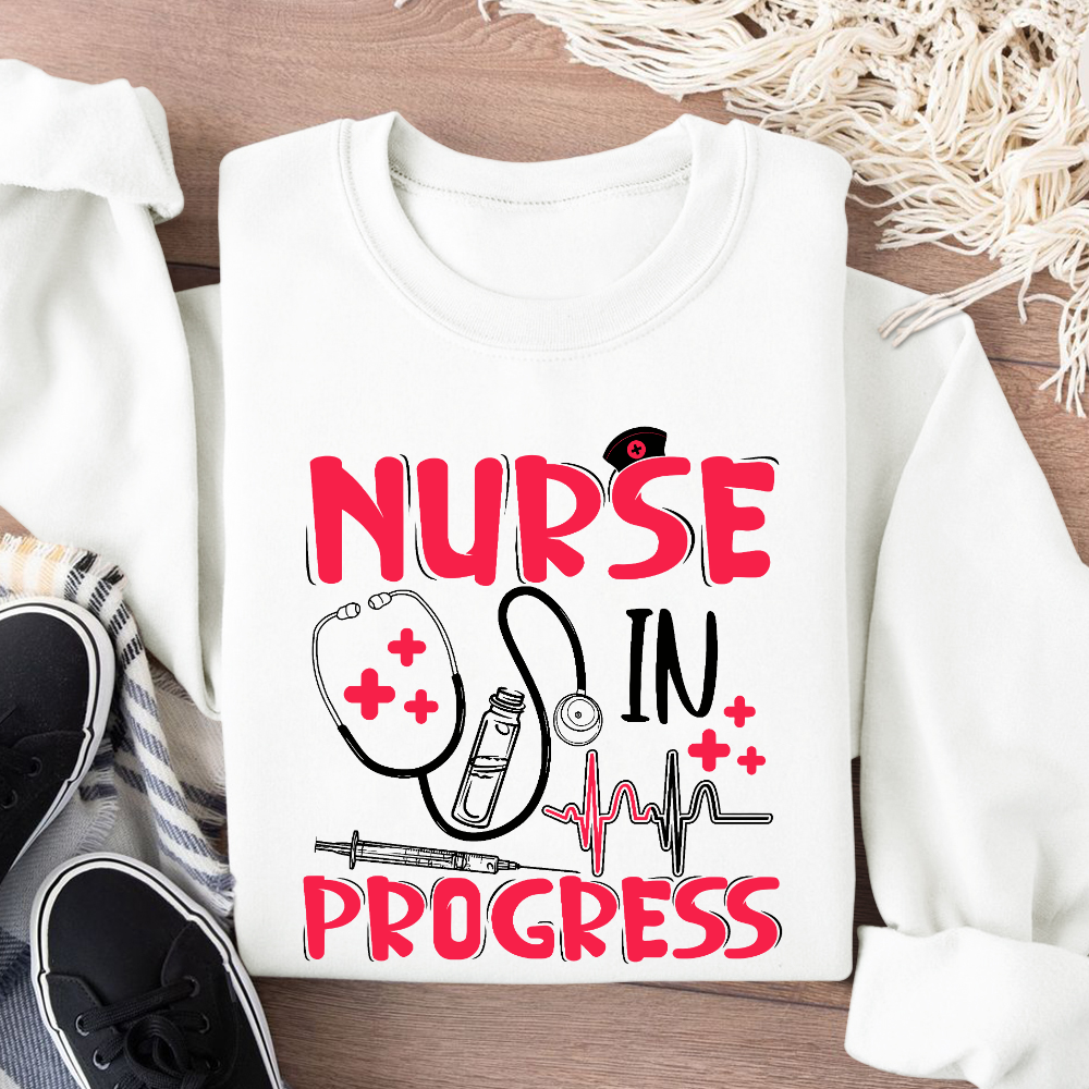 Nurse In Progress Cotton Pullover Sweatshirt