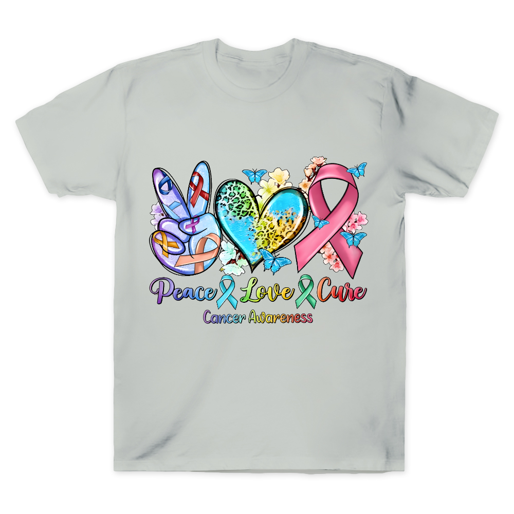 Peace Love Cure Cancer Awareness Cotton Doctor T-shirt