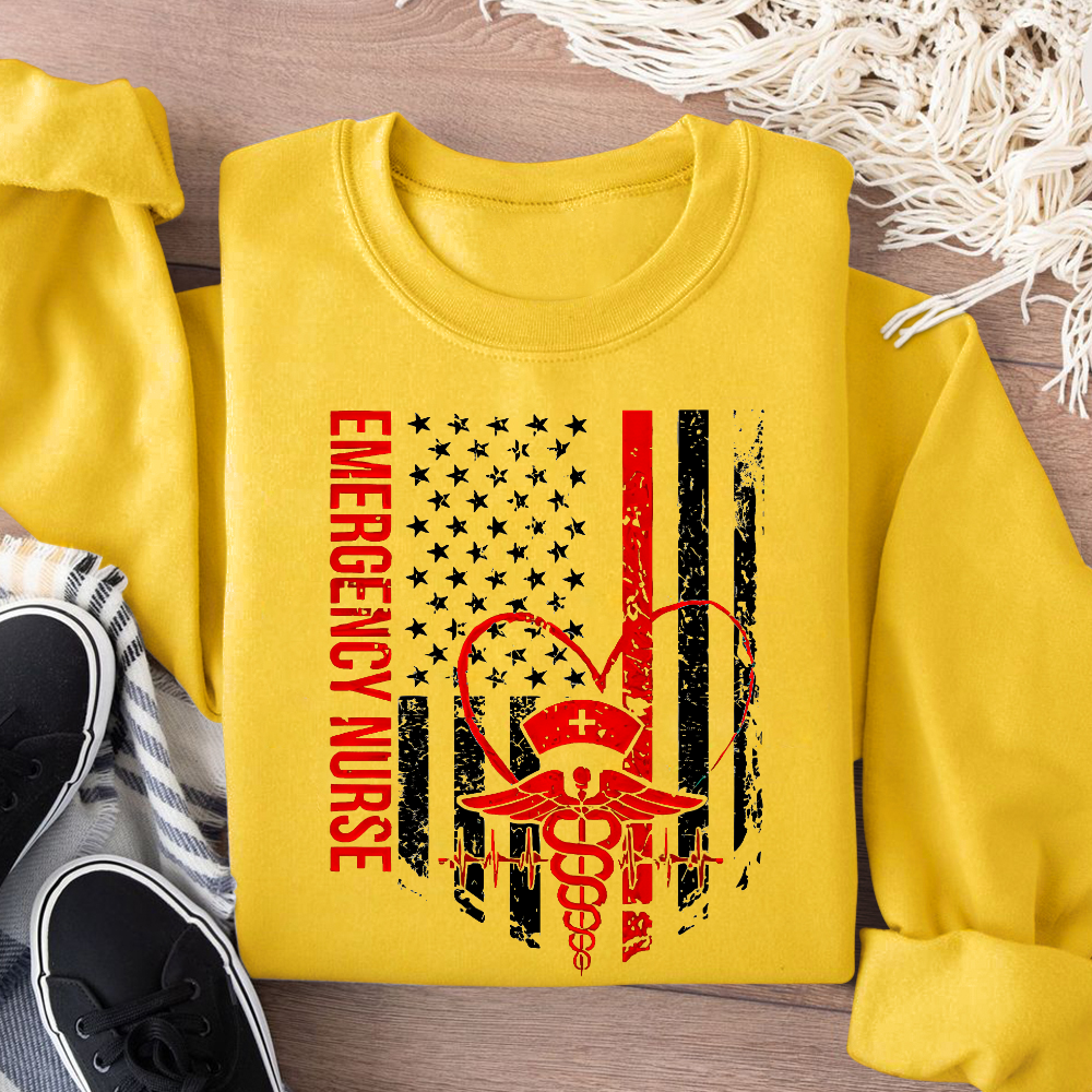 RN Nurse Flag Cotton Pullover Sweatshirt