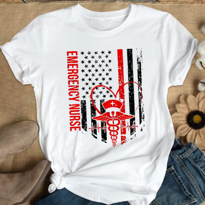 RN Nurse Flag Cotton Nurse T-shirt