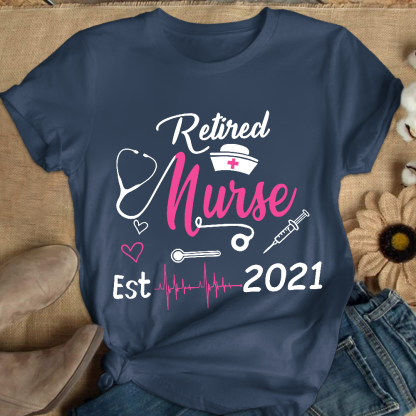 Personalized Nursing Retirement Est 2021 Cotton Nurse T-shirt