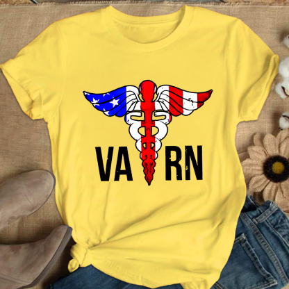 VA RN Nurse Symbol Flag Cotton Nurse T-shirt