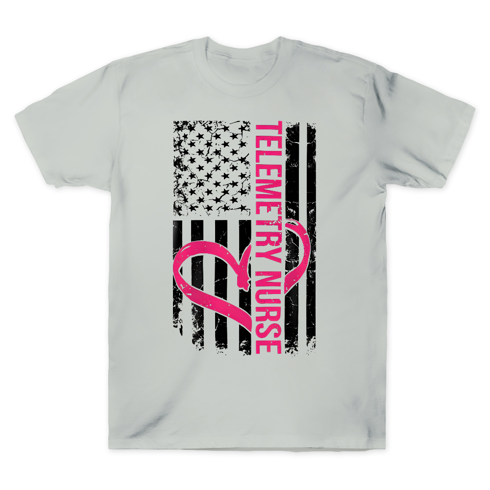 Telemetry Nurse Flag Cotton Doctor T-shirt