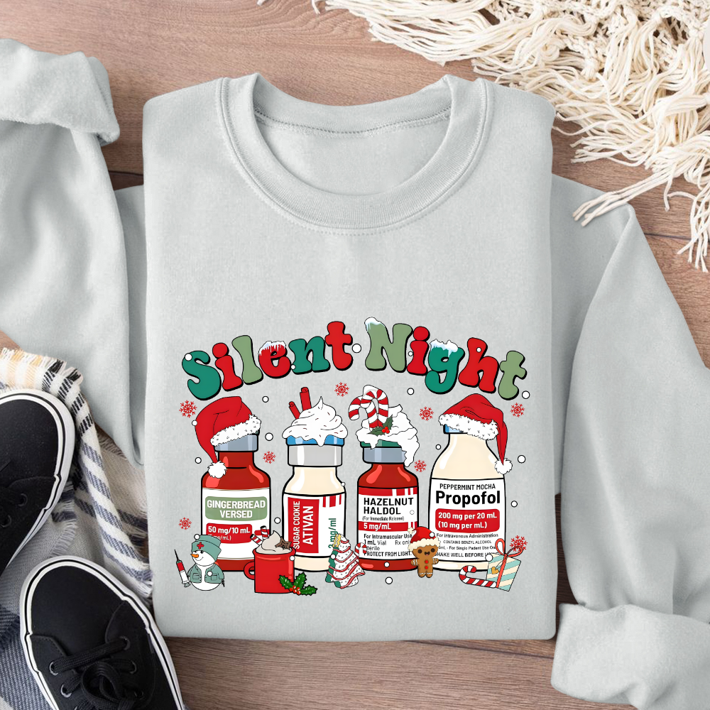 Santa's Helpers Silent Night Cotton Pullover Sweatshirt