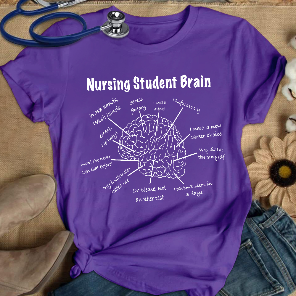 Nursing Student Brain Cotton Nurse T-shirt