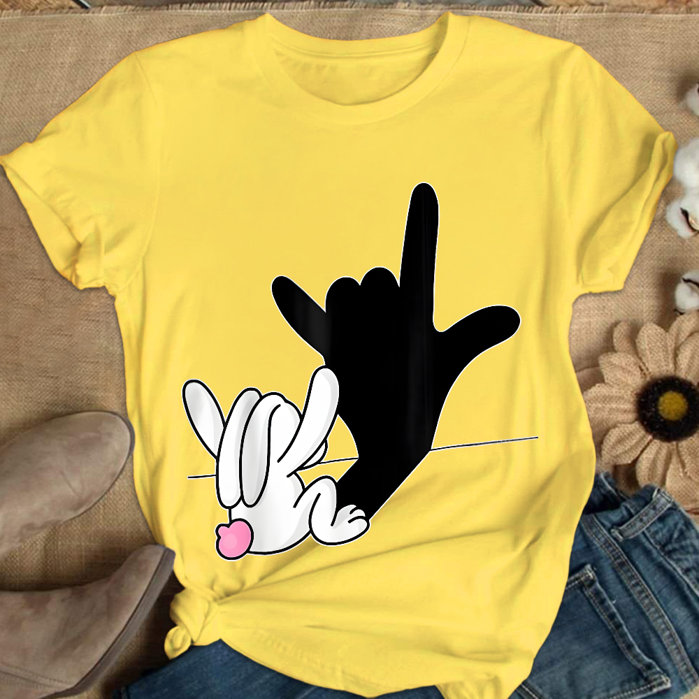 Cute Bunny Powerful Message Sign Language Gift Cotton Nurse T-shirt