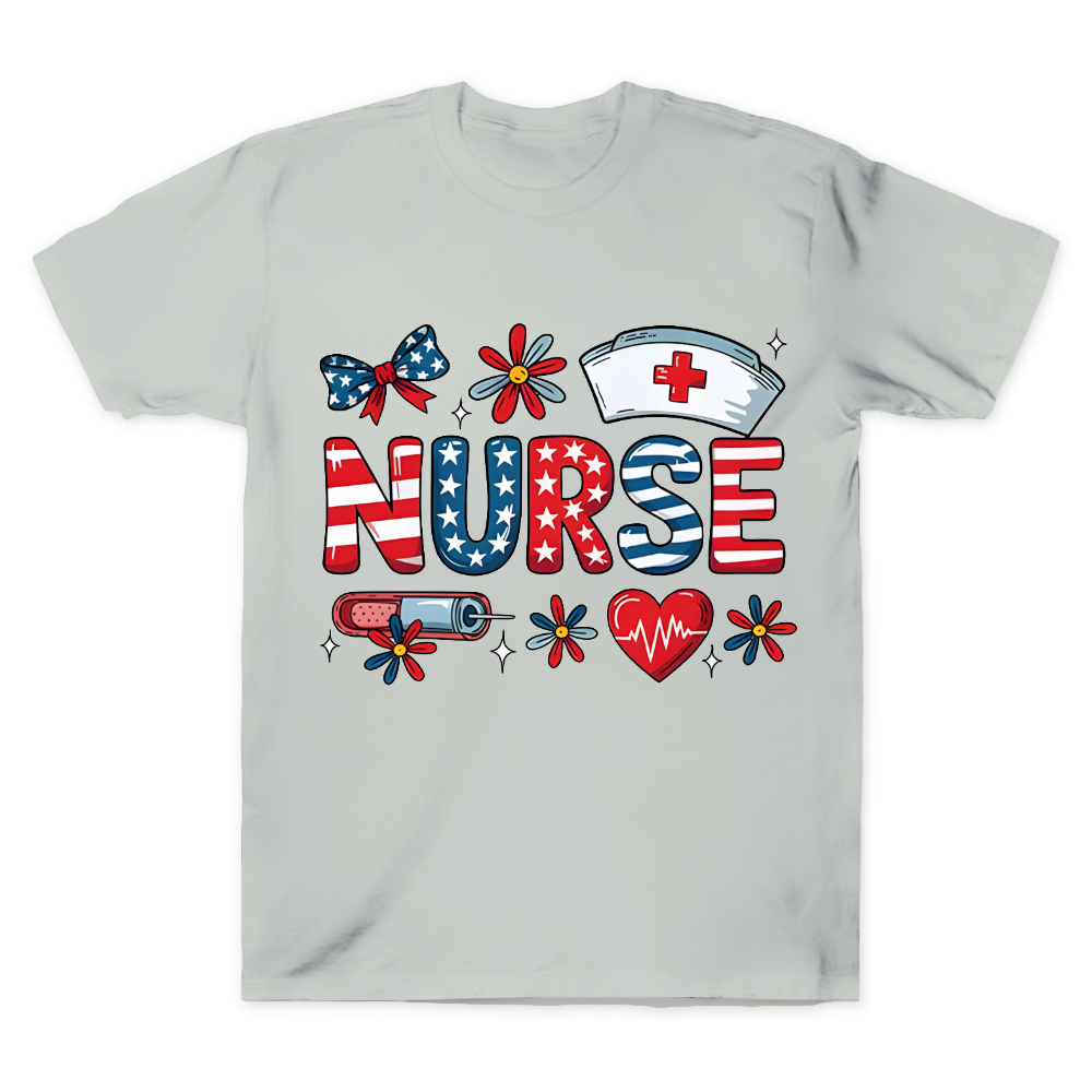 Patriotic Nurse Red White Blue Cotton Doctor T-shirt