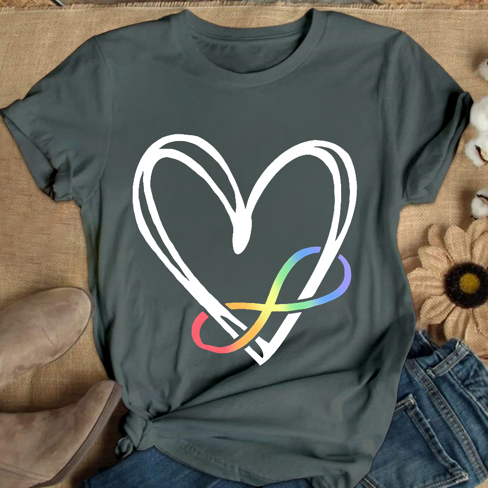 Infinity Heart Autism Awareness Love Needs No Words Cotton Nurse T-shirt