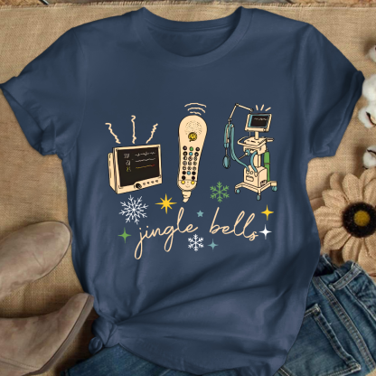 Jingle Bells ICU Nurse Xmas Cotton Nurse T-shirt