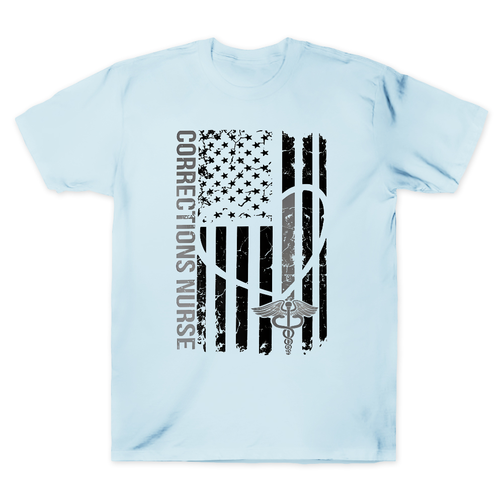 Corrections Nurse Flag Cotton Doctor T-shirt